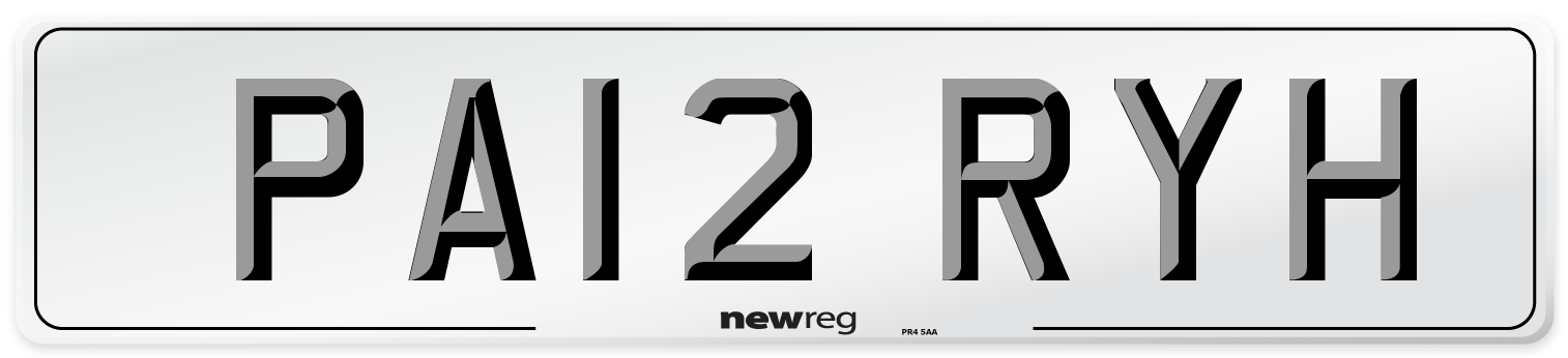PA12 RYH Number Plate from New Reg